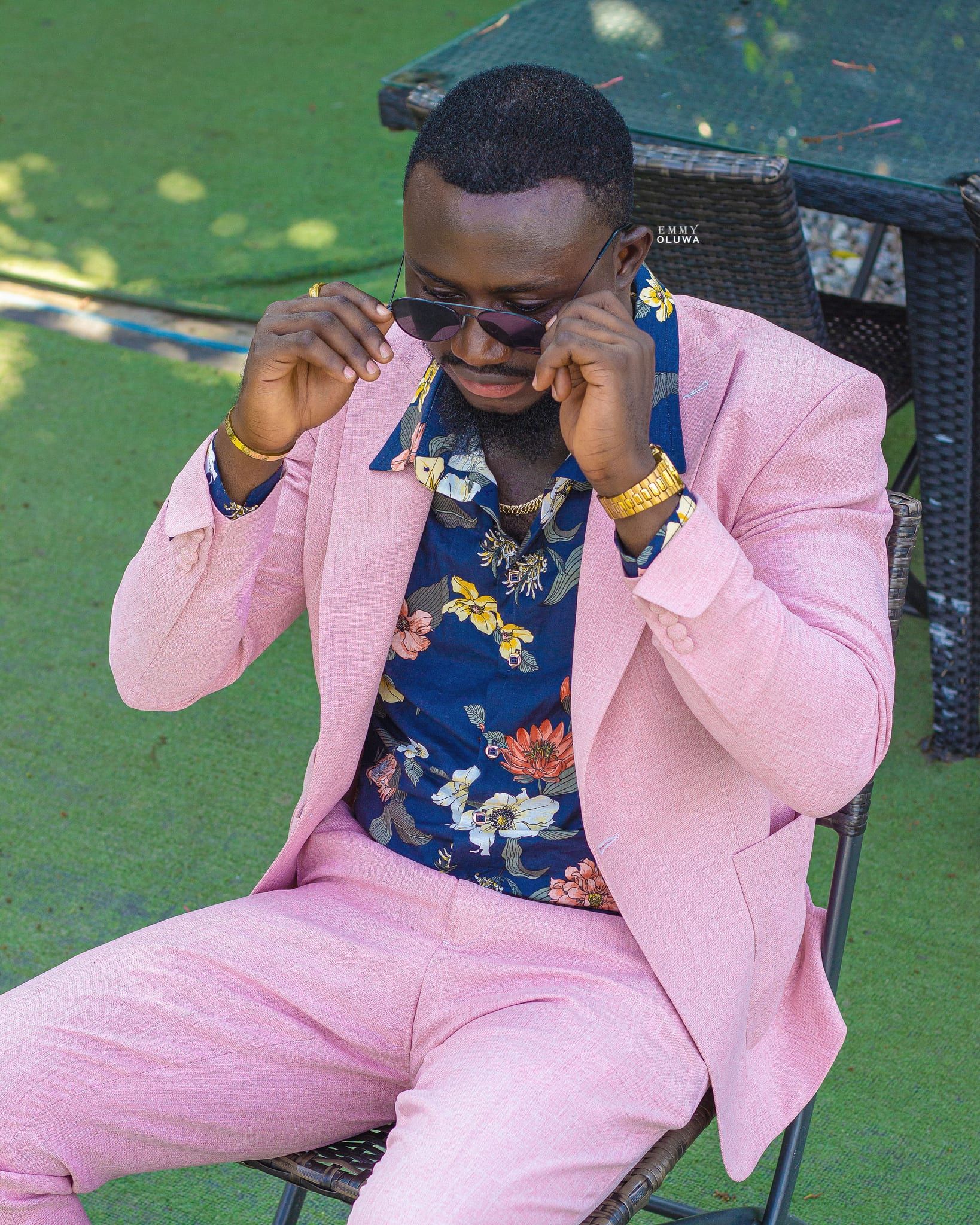 Pink Summer Suit with Floral Shirt Combo