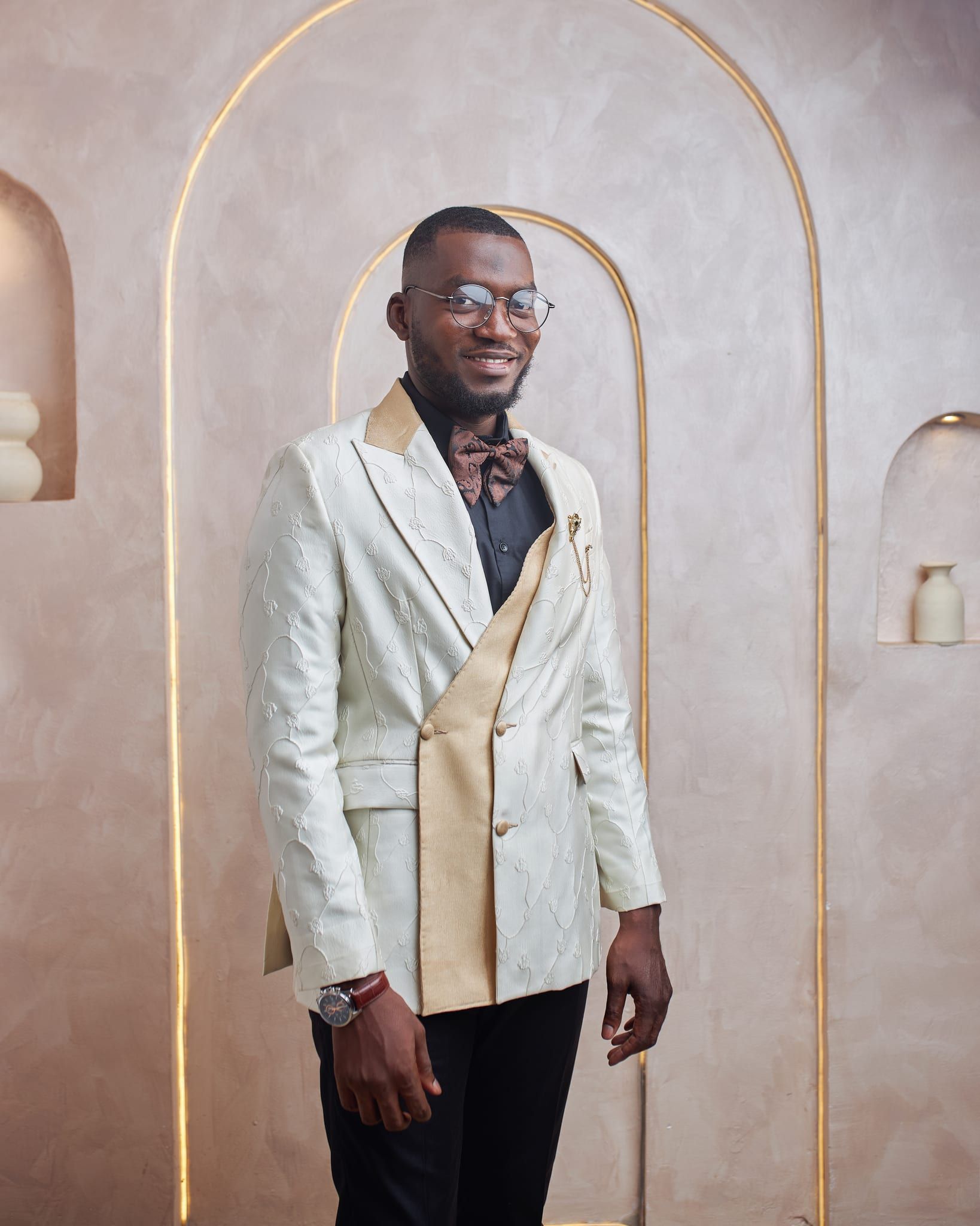 Premium Cream Suit with Gold Contrast